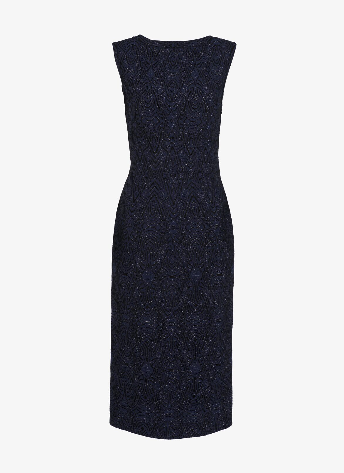 Robe droite en jacquard de laine stretch ALAÏA ROBE DROITE EN JACQUARD DE LAINE STRETCH NUIT/NOIR